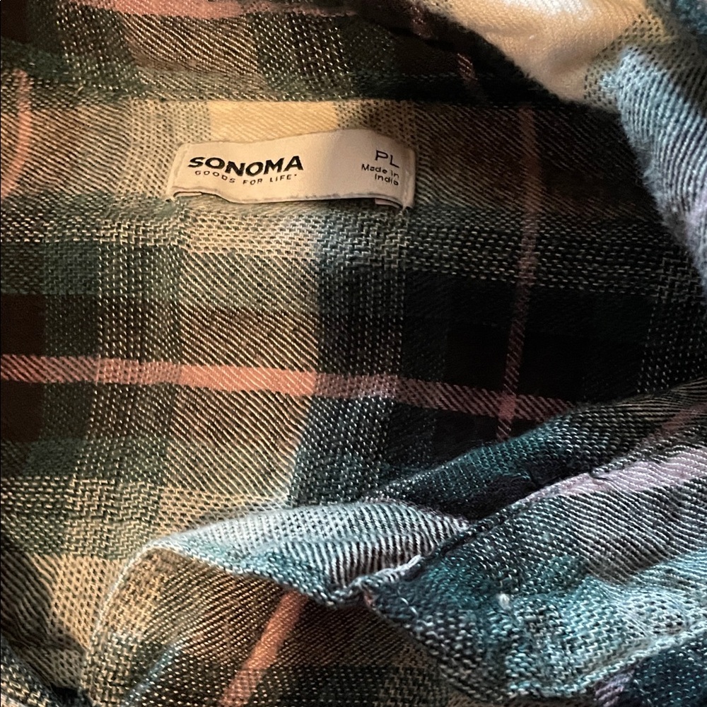 Sonoma Green and Pink Plaid Shirt - Picture 2 of 3